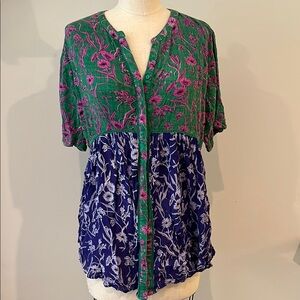 Anthropologie Akemi Kin tunic floral mix print top M